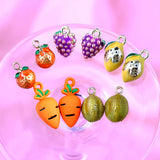 JJFOUCS 5PCS/Set Enamel Fruit Charms for DIY Jewelry