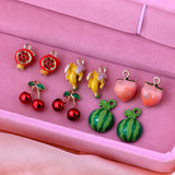 JJFOUCS 5PCS/Set Enamel Fruit Charms for DIY Jewelry
