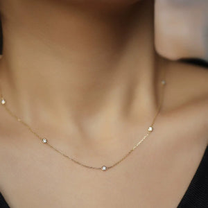 S925 Sterling Silver Zircon Bead Necklace Women Korea Clavicle Chain Jewelry