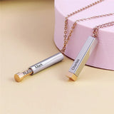 JL3V Engraved 3D Vertical Bar Necklace for Couple