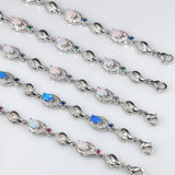 Fire Opal Rhodium-Plated Bracelet Jewelry Gift