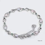 Fire Opal Rhodium-Plated Bracelet Jewelry Gift