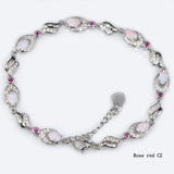 Fire Opal Rhodium-Plated Bracelet Jewelry Gift