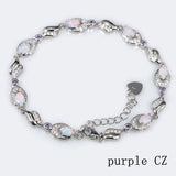 Fire Opal Rhodium-Plated Bracelet Jewelry Gift