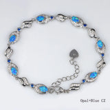 Fire Opal Rhodium-Plated Bracelet Jewelry Gift