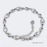 Fire Opal Rhodium-Plated Bracelet Jewelry Gift