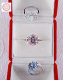 Flower Opal & Rainbow Crystal Wedding Ring