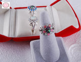 Flower Opal & Rainbow Crystal Wedding Ring
