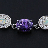 Figure Eight Fire Opal & Zircon Silver Bracelet Women's Jewelry Gift