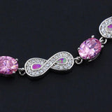 Figure Eight Fire Opal & Zircon Silver Bracelet Women's Jewelry Gift