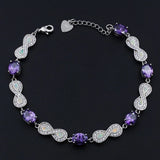 Figure Eight Fire Opal & Zircon Silver Bracelet Women's Jewelry Gift