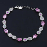 Figure Eight Fire Opal & Zircon Silver Bracelet Women's Jewelry Gift