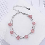 Double Strawberry Crystal Peach Blossom Boudoir Bracelet