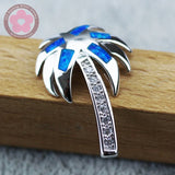 Tree Shape Opal Gem Charm 925 Sterling Silver Necklace Pendant