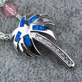 Tree Shape Opal Gem Charm 925 Sterling Silver Necklace Pendant