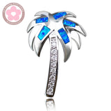 Tree Shape Opal Gem Charm 925 Sterling Silver Necklace Pendant