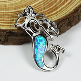 Opal Mermaid Pendant Necklace for Women
