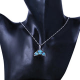 Lovely Dolphins Opal Pendant Necklace Jewelry for Women
