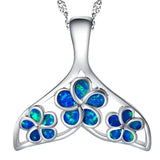Lovely Dolphins Opal Pendant Necklace Jewelry for Women