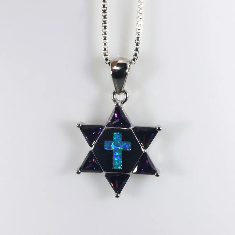JLP1728 Zircon Opal Cross Pendant Necklace Gift