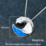 Sea Wave Dolphins Opal Pendant Necklace for Women