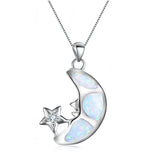 Shine Moon Dolphins Opal Pendant Necklace for Women