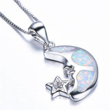 Shine Moon Dolphins Opal Pendant Necklace for Women
