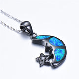 Shine Moon Dolphins Opal Pendant Necklace for Women