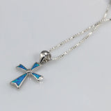 Opal Cross Pendant Necklace Women's Jewelry Gift