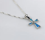 Opal Cross Pendant Necklace Women's Jewelry Gift