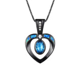 JLP2003 Heart Shape Dolphins Opal Pendant Necklace