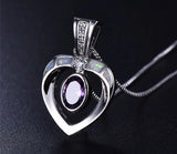 JLP2003 Heart Shape Dolphins Opal Pendant Necklace