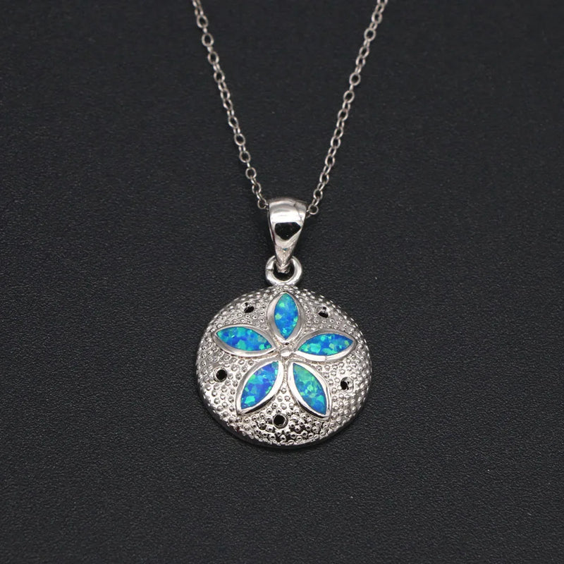 Hollow Flower Opal Pendant Necklace for Women