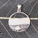 Sea Wave Opal Cross Pendant Necklace for Women