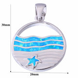 Sea Wave Opal Cross Pendant Necklace for Women