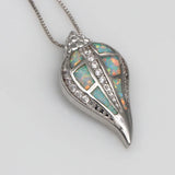 JLP363 Conch Opal Zircon Pendant Necklace