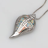 JLP363 Conch Opal Zircon Pendant Necklace