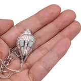 JLP363 Conch Opal Zircon Pendant Necklace