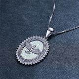 JLP371 Oval Opal Pendant Necklace for Women