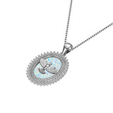 JLP371 Oval Opal Pendant Necklace for Women