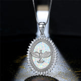 JLP371 Oval Opal Pendant Necklace for Women