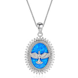 JLP371 Oval Opal Pendant Necklace for Women