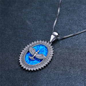 JLP371 Oval Opal Pendant Necklace for Women