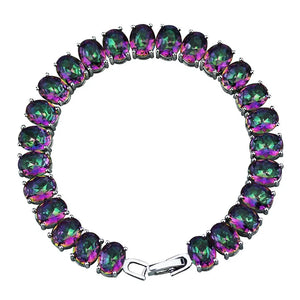 Rainbow Multicolor Crystal Bracelet Evening Dress Jewelry