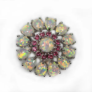 JLR-1055 Cocktail Rings Real Gorgeous Fire Opal Round Blue Topaz Ring Size 8