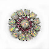 JLR-1055 Cocktail Rings Real Gorgeous Fire Opal Round Blue Topaz Ring Size 8