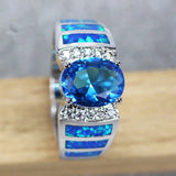 Rainbow Crystal Fire Opal Zircon Wedding Ring