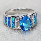 Rainbow Crystal Fire Opal Zircon Wedding Ring