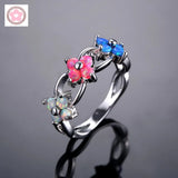 Flower Fire Opal And Red Opal Jewelry Wedding Ring