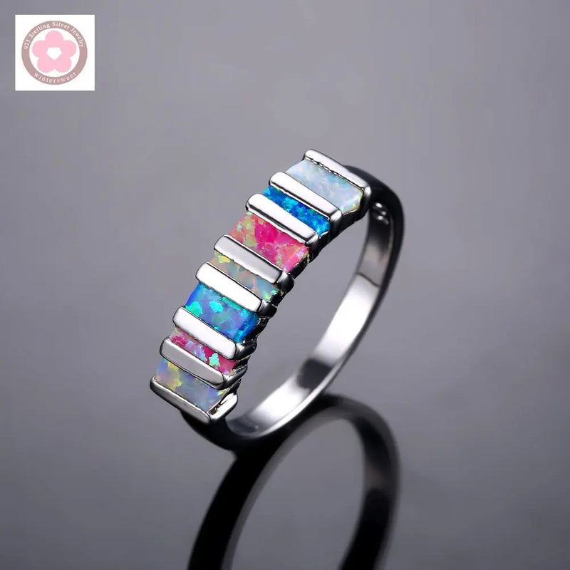 Colorful Fire Opal Wedding Ring for Women